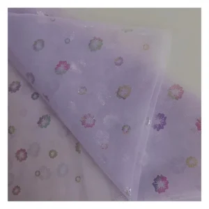 DX105 Guangzhou Super Factory Textile 2024 Tulle Fabric New Colorful Florals Foil Printed Fabric for Children - 100%...