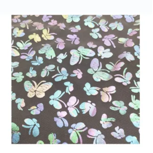 DX132 Stock Cartoon Butterfly Pattern Colorful Foil Print Bronzing Tulle Mesh Fabric Wholesale - 100% Polyester, 30 gsm, 57...