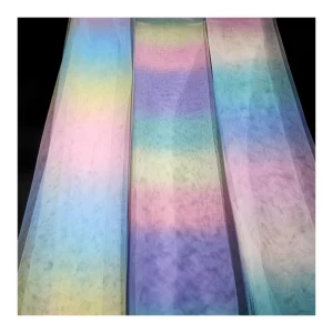 DX143 Rainbow Digital Print Mesh Net Fabric Polyester Soft Gradient Rainbow Tulle Fabric Baby Dress Fabric - 100% Polyester...