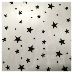 Deep Black Soft Tulle Mesh Fabric with Star Flocking Print for Women Dress Lining Fabric - Mesh Fabric, 100% Polyester, 60G...