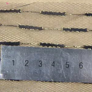 F528 High-Quality Polyester Jacquard Assorted Color Gold Line Lace Mesh Tulle Fabrics for Fashion and Craft - 100%...