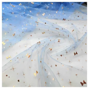 Factory Direct Meteor Shower Print Illusion Flash Tulle Foil Film Printed Fabric Children's Clothing Fashion Design - 100%...