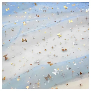 Factory Direct Meteor Shower Print Illusion Flash Tulle Foil Film Printed Fabric Children's Clothing Fashion Design - 100%...
