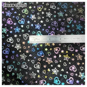 Fluorescent Hot Film 2026 New Arrival Pattern Heart Star Print Fabric Black Soft Polyester Tulle Fabric Roll 50 Yards Moq...