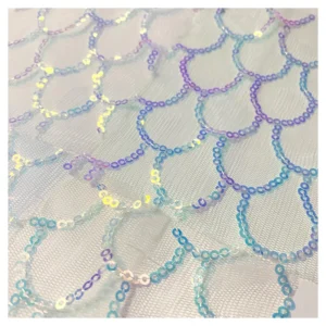 Girls Dancewear Color Shiny Metallic Sequins Fish Scale Mermaid Fabric Polyester Glitter Sequin Embroidery Mesh Tulle Fabric...