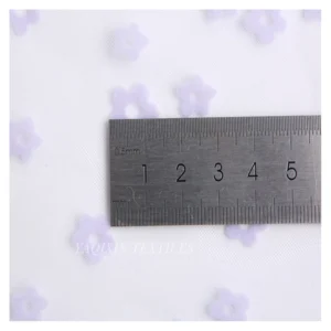 Girls Skirt Floral White Flocked Print 100%Nylon Mesh Fabric Tulle Roll Fabric Textile Wholesaler - 100% Nylon, 60 gsm, 155...