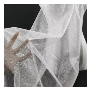Glitter Mesh Fabric Soft Bridal Tulle Pure White Sparkle Glitter Tulle Fabric - 100% Polyester, 19 gsm, 160 CM, Mesh...