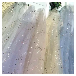 Guangzhou Gold Supplier Tulle 2026 New Arrival Gold Floral Dots Glitter Embroidery Sequin Tulle Mesh Net Fabric - 100%...