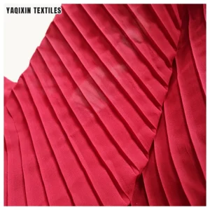 Guangzhou Golden Supplier OEM Soft Stretch Accordion Pleats Read Chiffon Fabric for Scarf/Dress - 100% Polyester, 120 gsm...