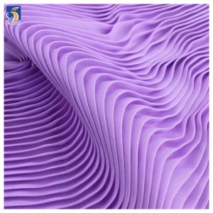 Guangzhou Golden Supplier OEM Soft Stretch Accordion Pleats Read Chiffon Fabric for Scarf/Dress - 100% Polyester, 120 gsm...