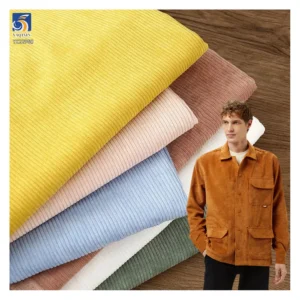 Guangzhou Supplier Wholesale Price Solid 300gsm Woven 8W Polyester Spandex Stretch Corduroy Fabric for Garment - 100%...