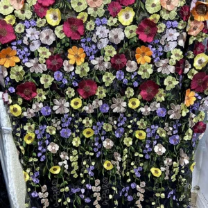 Guangzhou Zhongda Fabric Market Reasonable Price Color Embroidery Lace Fabric 2024 3D Flowers Tulle Net Lace Fabric - 100%...