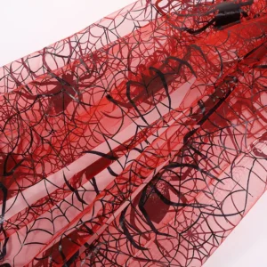 Halloween Spider Web Chiffon Fabric, Dark Pink Ghost Costume Material, Wholesale Pre-Cut Tulle for DIY Crafts Metallic...