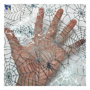 Halloween Spider Web Chiffon Fabric, Dark Pink Ghost Costume Material, Wholesale Pre-Cut Tulle for DIY Crafts Metallic...