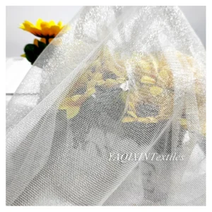 High Quality 95% Nylon 5% Spandex Stretch Knitted 6430 Mesh Tulle Fabric Shimmer White Tulle Wedding Dress Bridal Fabric...