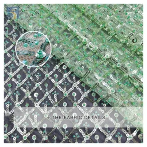 High Quality African Shiny Glitter Tassel Lace Fabric Fashion Sequin Embroidered Checkered Pattern High Quality Tulle Fabric...