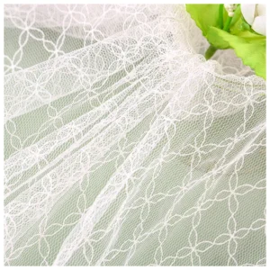 High Quality Jacquard Tulle Mesh Fabric Diamond Pure White Elegant Bridal Tulle Fabric for Wedding Mosquito Net - 100%...