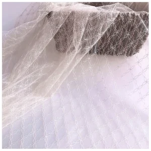 High Quality Jacquard Tulle Mesh Fabric Diamond Pure White Elegant Bridal Tulle Fabric for Wedding Mosquito Net - 100%...