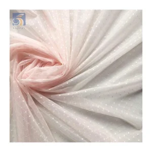 High Quality Polyester Mesh Jacquard Swiss Dots Fabric Vintage Veiling Fabric Bridal White Veil Tulle Fabric - 100%...