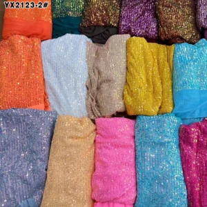 High Quality Sparkling Shiny Sequin Fabric 4 Way Stretch Stripe Sequin Fabric Glitter Wedding Dress Fabric - Spandex...