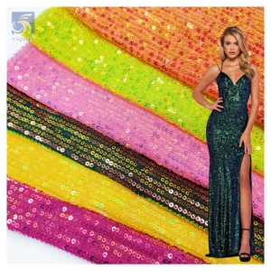 High Quality Sparkling Shiny Sequin Fabric 4 Way Stretch Stripe Sequin Fabric Glitter Wedding Dress Fabric - Spandex...