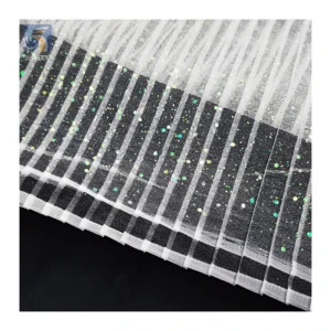 High Quality Wedding Dress 100% Polyester Colored Glitter Pleated Mesh Tulle Fabric for Dress - 100% Polyester, 60 gsm, 150...