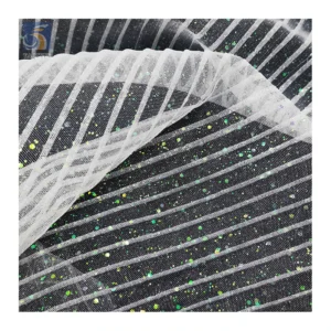 High Quality Wedding Dress 100% Polyester Colored Glitter Pleated Mesh Tulle Fabric for Dress - 100% Polyester, 60 gsm, 150...