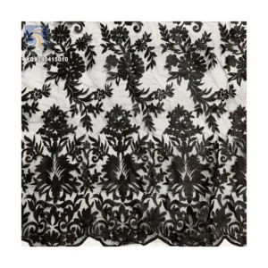Hot Sale China Wholesale Heavy Flower Embroidery Fabric Water Soluble Tulle Double Lace Cotton Fabric - 100% Polyester, 280...