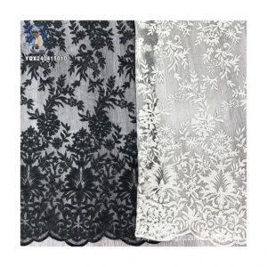Hot Sale China Wholesale Heavy Flower Embroidery Fabric Water Soluble Tulle Double Lace Cotton Fabric - 100% Polyester, 280...