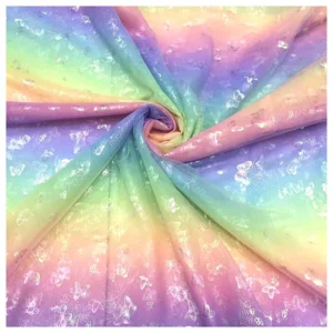 JJ22713-2 New Unique Design of New Shaded Holographic Butterfly Net Mesh Fabric for Women's Sun Protection Clothing Fabric...