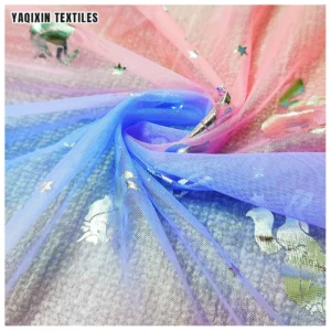 JY2011 China OEM Pink Purple Colorful 100%Nylon Print Fabric Soft Tulle Mesh Digital Print Diy Women Dress Scarf Fabric...