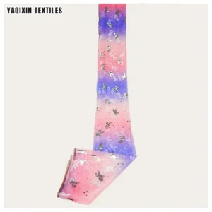 JY2011 China OEM Pink Purple Colorful 100%Nylon Print Fabric Soft Tulle Mesh Digital Print Diy Women Dress Scarf Fabric...