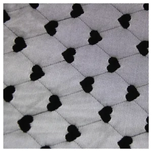 JY2014 New Nylon Spandex 4 Way Stretch Power Mesh Fabric Black White Heart Jacquard Mesh Tulle Fabric for Stockings - 100%...