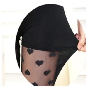 JY2014 New Nylon Spandex 4 Way Stretch Power Mesh Fabric Black White Heart Jacquard Mesh Tulle Fabric for Stockings - 100%...