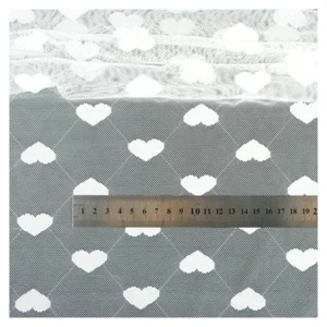 JY2014 New Nylon Spandex 4 Way Stretch Power Mesh Fabric Black White Heart Jacquard Mesh Tulle Fabric for Stockings - 100%...