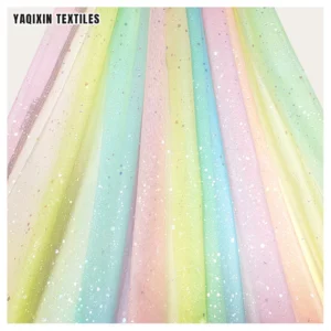 JY2025 China Factory by Yards Good Price Iridescent Tulle Mesh Sparkle Glitter Fabric 2025 Woman Summer Fabric for Dress...