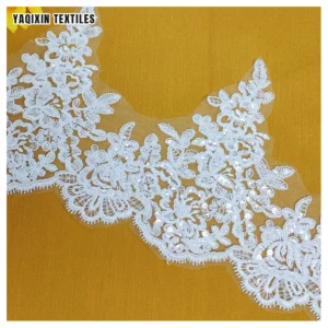 KFE004 Handmade 18cm Wide Sequin Embroidered Lace Trim White Wedding Dress Accessories Lace Trim - 100% Polyester, 18 CM...