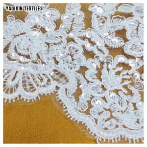 KFE004 Handmade 18cm Wide Sequin Embroidered Lace Trim White Wedding Dress Accessories Lace Trim - 100% Polyester, 18 CM...