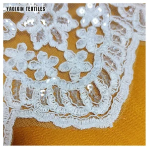 KFE005 2025 New Arrival African Nigerian Lace Trim for Bridal Wedding 28cm Sequins Lace Trim Textile - 100% Polyester, 28...