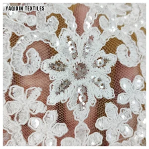 KFE005 2025 New Arrival African Nigerian Lace Trim for Bridal Wedding 28cm Sequins Lace Trim Textile - 100% Polyester, 28...