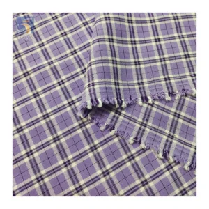 KL506 2025 New Arrival Purple Small Checkered Fabric Elastic Yarn Dyed Plaid Casual Suit Fabric - Spandex, Polyester, 155...