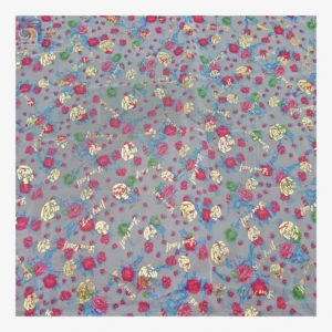 KT20 New Fashion Glitter Rose Flower Gold Printed Tulle Mesh Fabric with Digital Print Floral Tulle - 100% Polyester, 40...