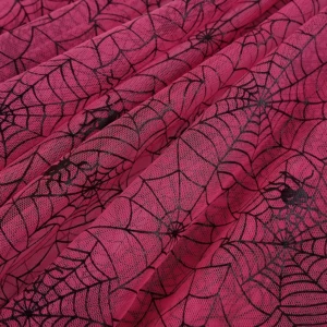 KT38-3 Wholesale Deep Pink Spider Web Tulle Fabric for Halloween Costumes, Gothic Party Decorations, Bulk Custom Design...