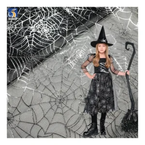 KT38-3 Wholesale Deep Pink Spider Web Tulle Fabric for Halloween Costumes, Gothic Party Decorations, Bulk Custom Design...