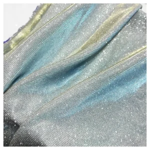 LF002 Custom 95 Polyester 5 Spandex Rib Knit Stretch Lurex Fabric Silver Shiny Metallic Lurex Fabric for Dress - Spandex...