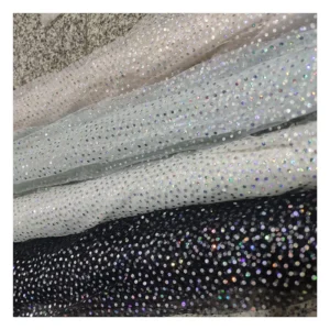 LPM004 Bling Bling Sparkle Diamonds Sequin Fabric Flash Glitter Sequin Tulle Mesh Fabric for Evening Dress - Polyester...
