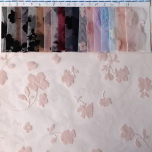 LST009 Custom Florals Flocked Mesh Tulle Fabric 100% Polyester Sexy Black With Beautiful Flowers for Girls' Garments - 100%...