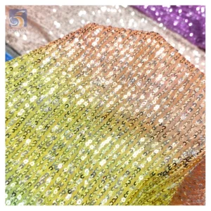 Latest 2024 Digital Print Rainbow Gradient Ombre Sequin Fabric Mesh Stripe Embroidery Glitter Sequin Fabric - Polyester...