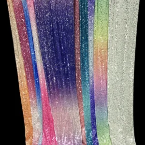 Latest 2024 Digital Print Rainbow Gradient Ombre Sequin Fabric Mesh Stripe Embroidery Glitter Sequin Fabric - Polyester...