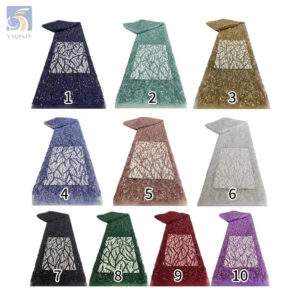 Latest French Burgundy Glitter Lace Fabrics for Women 2025 Beads and Sequins Embroidery Fabric - Polyester, Metallic, 级, 152...